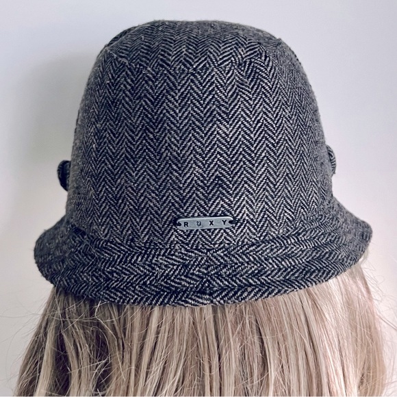 ROXY Tweed Bucket Hat grey buttons size S/M - Picture 6 of 12